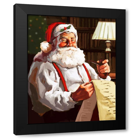 Santas List Black Modern Wood Framed Art Print with Double Matting by P.S. Art Studios