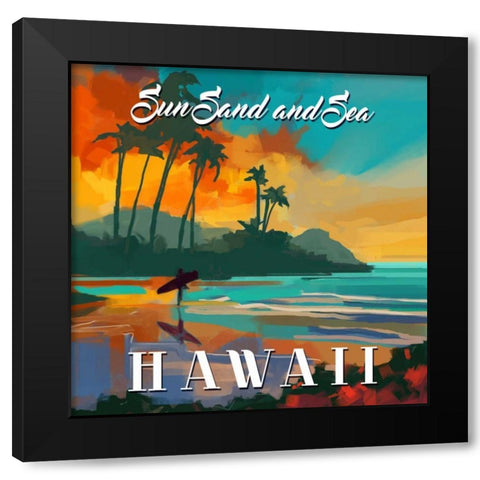 Hawaii Black Modern Wood Framed Art Print by P.S. Art Studios