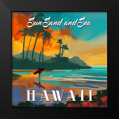 Hawaii Black Modern Wood Framed Art Print by P.S. Art Studios