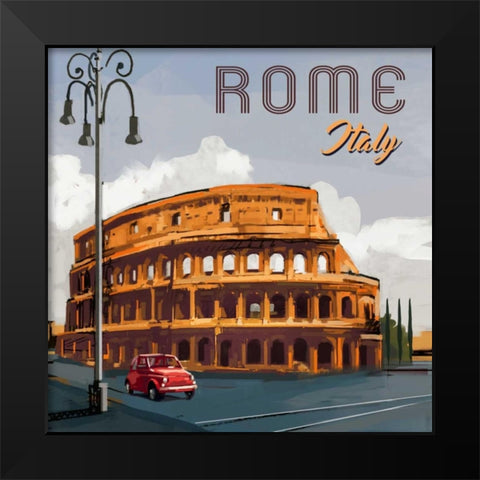 Rome Black Modern Wood Framed Art Print by P.S. Art Studios