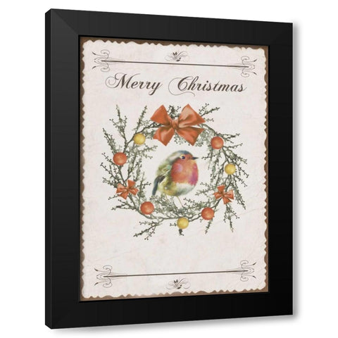Merry Christmas Black Modern Wood Framed Art Print with Double Matting by P.S. Art Studios