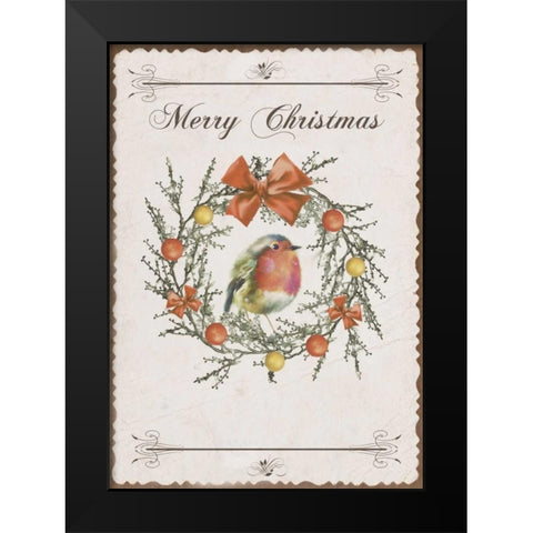 Merry Christmas Black Modern Wood Framed Art Print by P.S. Art Studios