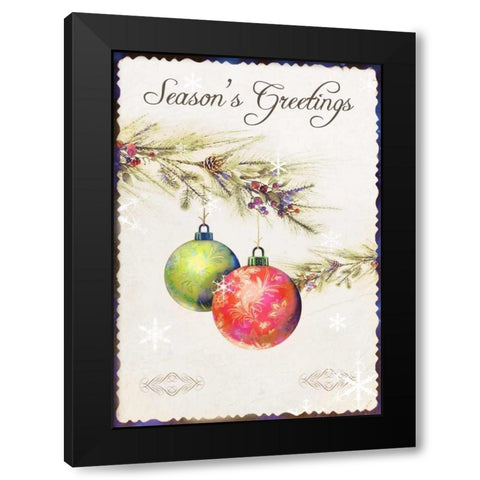 Seasons Greetings Black Modern Wood Framed Art Print by P.S. Art Studios