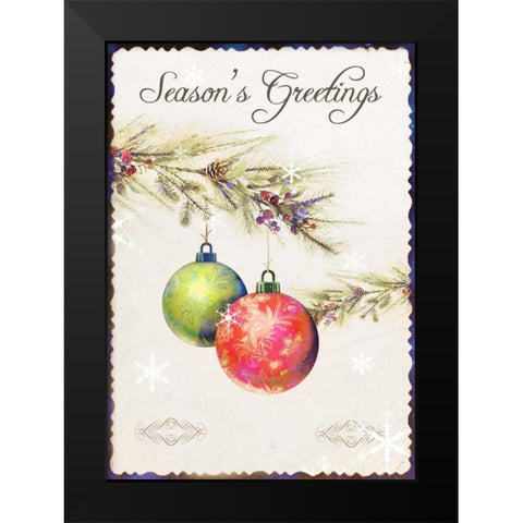 Seasons Greetings Black Modern Wood Framed Art Print by P.S. Art Studios