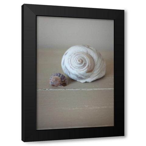 Shells on Beige I Black Modern Wood Framed Art Print by P.S. Art Studios