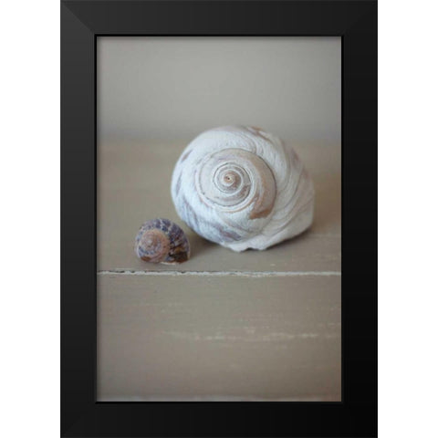 Shells on Beige I Black Modern Wood Framed Art Print by P.S. Art Studios