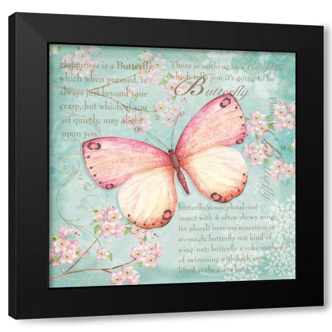 Pink Butterfly Black Modern Wood Framed Art Print with Double Matting by P.S. Art Studios