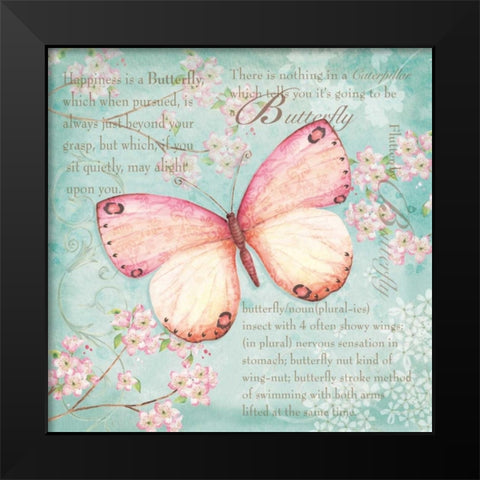 Pink Butterfly Black Modern Wood Framed Art Print by P.S. Art Studios
