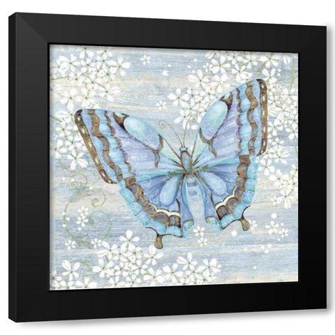 Blue Butterfly Black Modern Wood Framed Art Print by P.S. Art Studios