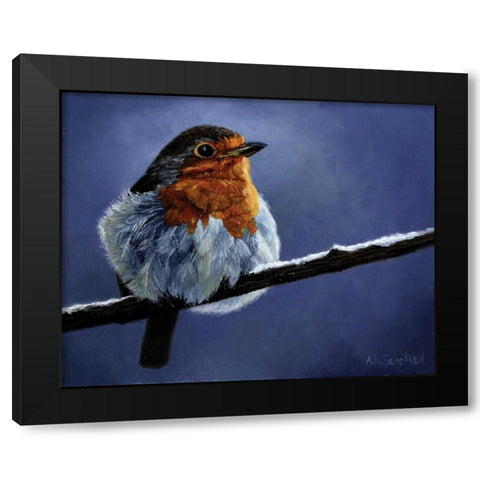 Resting Bird Black Modern Wood Framed Art Print by P.S. Art Studios