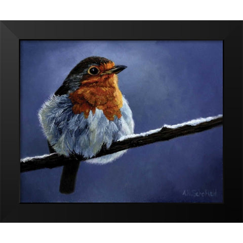 Resting Bird Black Modern Wood Framed Art Print by P.S. Art Studios