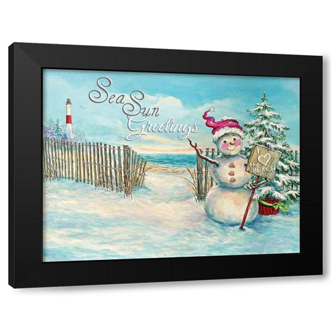 Sea Sun Greetings Black Modern Wood Framed Art Print with Double Matting by P.S. Art Studios