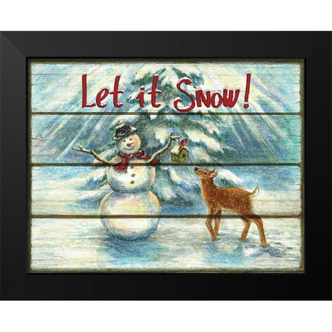 Let It Snow Black Modern Wood Framed Art Print by P.S. Art Studios