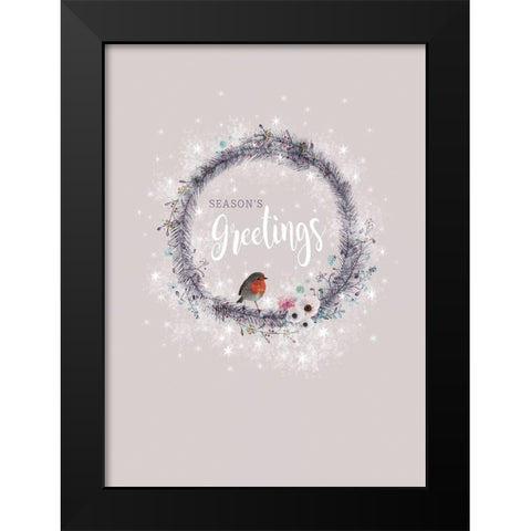 Seasons Greetings Black Modern Wood Framed Art Print by P.S. Art Studios