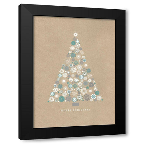 Merry Christmas Black Modern Wood Framed Art Print with Double Matting by P.S. Art Studios