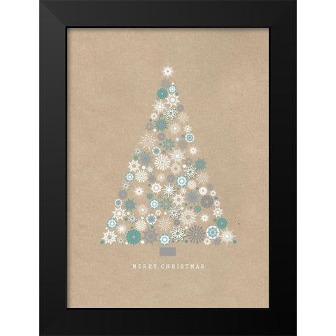 Merry Christmas Black Modern Wood Framed Art Print by P.S. Art Studios
