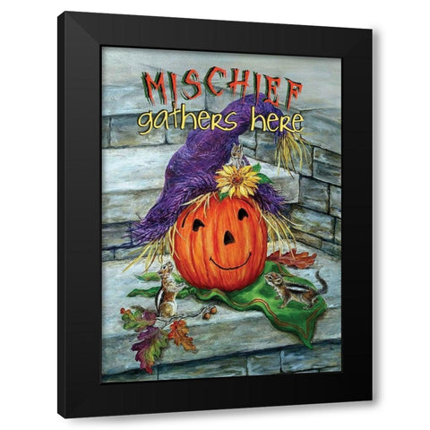 Mischief Gathers Here Black Modern Wood Framed Art Print with Double Matting by P.S. Art Studios
