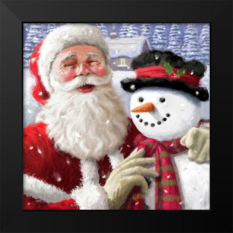 Santa and Friends Black Modern Wood Framed Art Print by P.S. Art