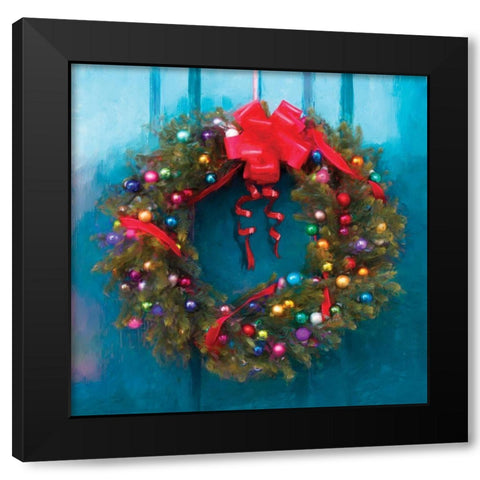 Wreath Black Modern Wood Framed Art Print by P.S. Art