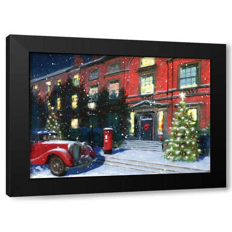 Holiday Festive Black Modern Wood Framed Art Print with Double Matting by P.S. Art