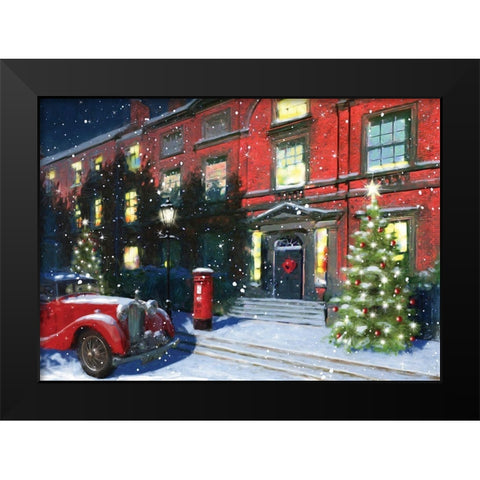 Holiday Festive Black Modern Wood Framed Art Print by P.S. Art