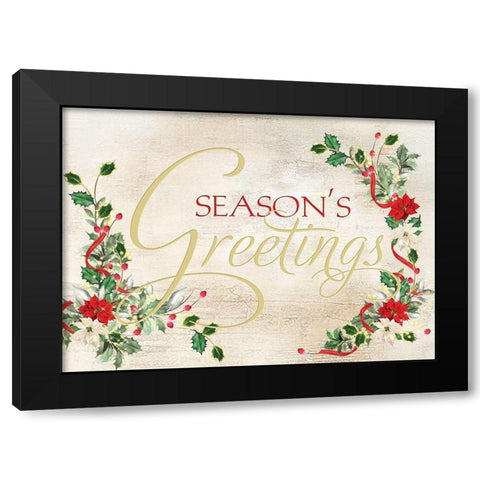 Seasons Greetings Black Modern Wood Framed Art Print with Double Matting by P.S. Art