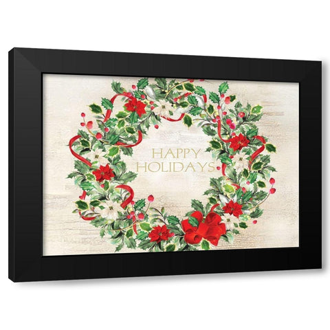 Happy Holidays Black Modern Wood Framed Art Print by P.S. Art