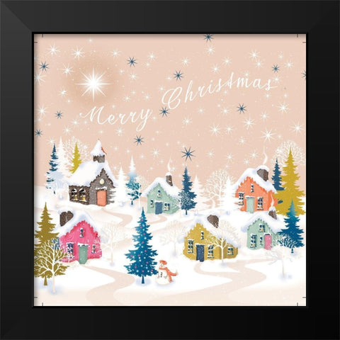 Christmas Village I Black Modern Wood Framed Art Print by P.S. Art