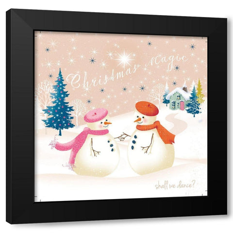 Christmas Village II Black Modern Wood Framed Art Print by P.S. Art