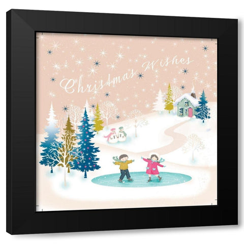 Christmas Village III Black Modern Wood Framed Art Print with Double Matting by P.S. Art