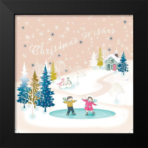 Christmas Village III Black Modern Wood Framed Art Print by P.S. Art