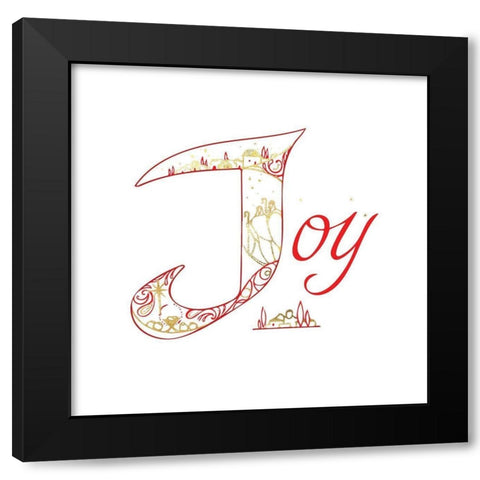 Joy Black Modern Wood Framed Art Print with Double Matting by P.S. Art