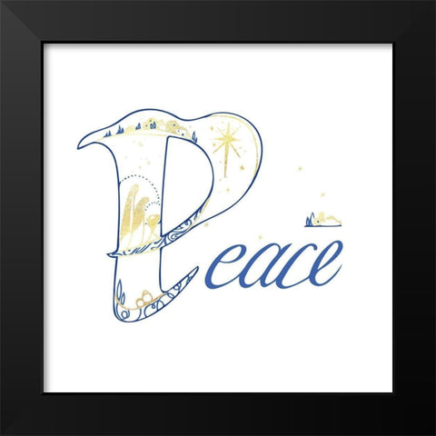 Peace Black Modern Wood Framed Art Print by P.S. Art