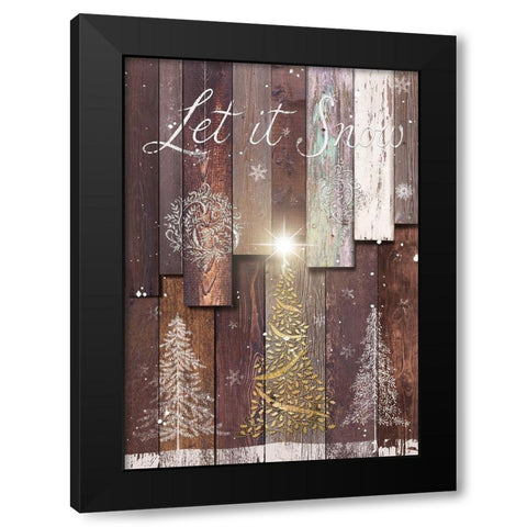 Let It Snow Black Modern Wood Framed Art Print with Double Matting by P.S. Art