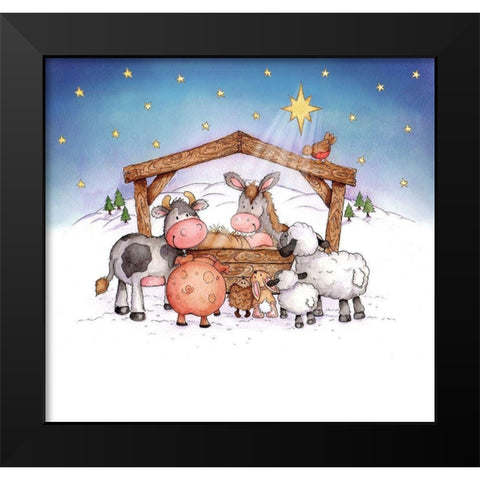 Animal Nativity Black Modern Wood Framed Art Print by P.S. Art