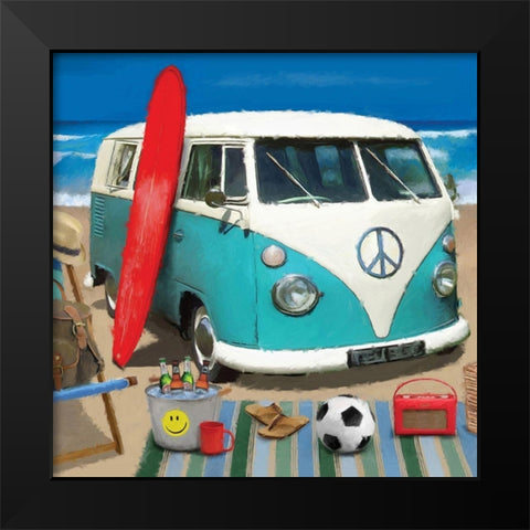 Beach Bug Black Modern Wood Framed Art Print by P.S. Art