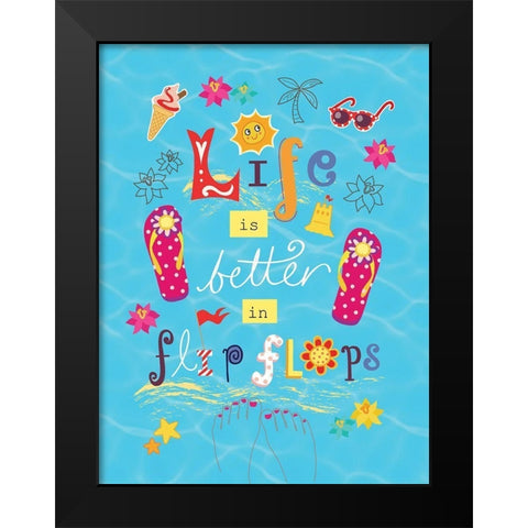 Live is Better Black Modern Wood Framed Art Print by P.S. Art