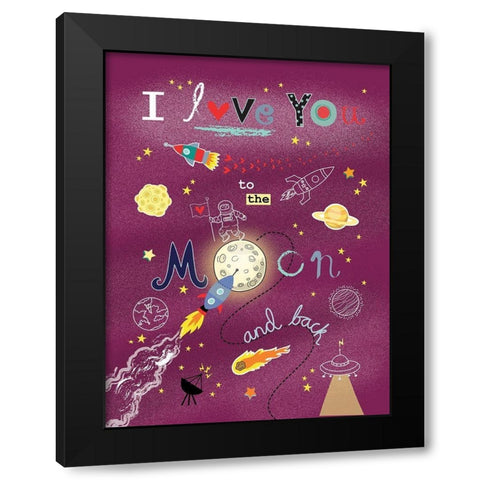 To the Moon Black Modern Wood Framed Art Print by P.S. Art