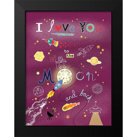 To the Moon Black Modern Wood Framed Art Print by P.S. Art