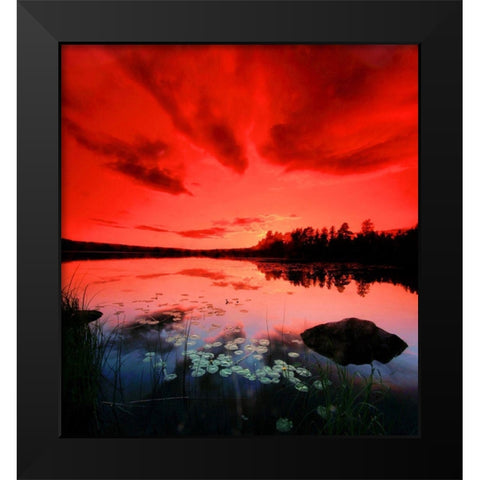 Scarlett Night Black Modern Wood Framed Art Print by P.S. Art