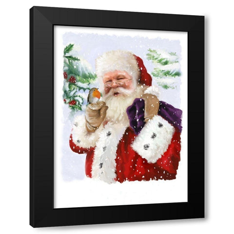 Santa and Friend Black Modern Wood Framed Art Print by P.S. Art