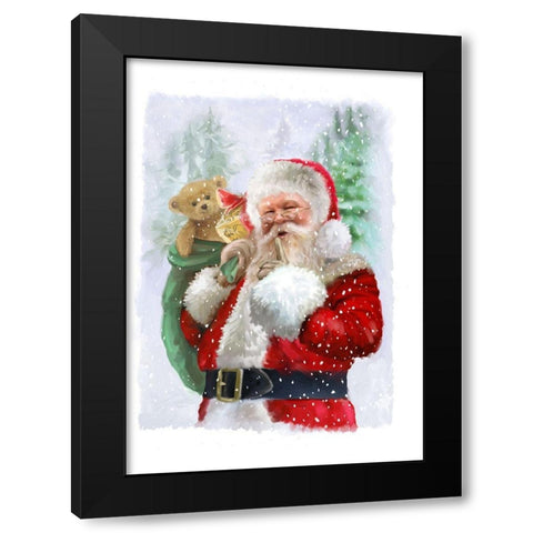 Shh Santa Black Modern Wood Framed Art Print with Double Matting by P.S. Art