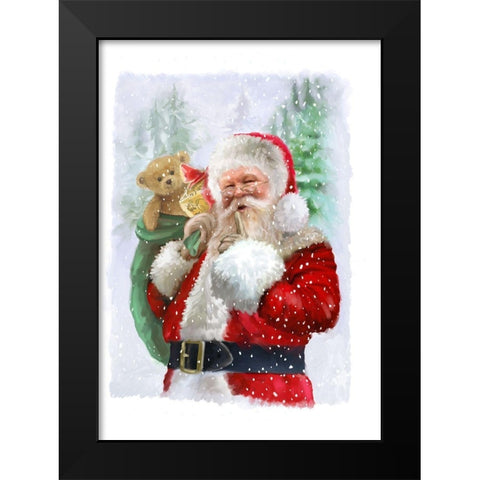 Shh Santa Black Modern Wood Framed Art Print by P.S. Art