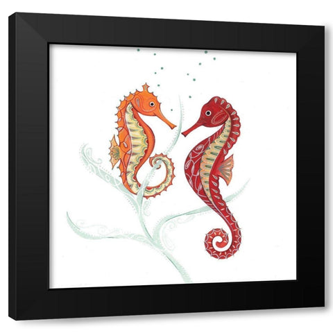 Sea Horses I Black Modern Wood Framed Art Print by P.S. Art