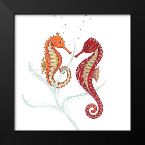 Sea Horses I Black Modern Wood Framed Art Print by P.S. Art