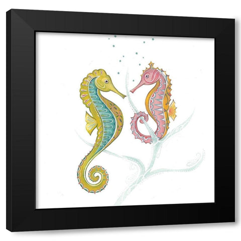 Sea Horses II Black Modern Wood Framed Art Print with Double Matting by P.S. Art