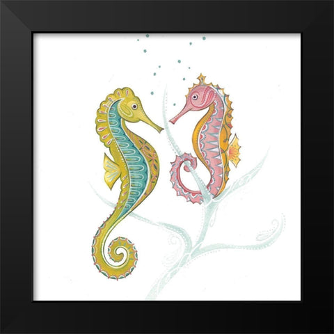 Sea Horses II Black Modern Wood Framed Art Print by P.S. Art