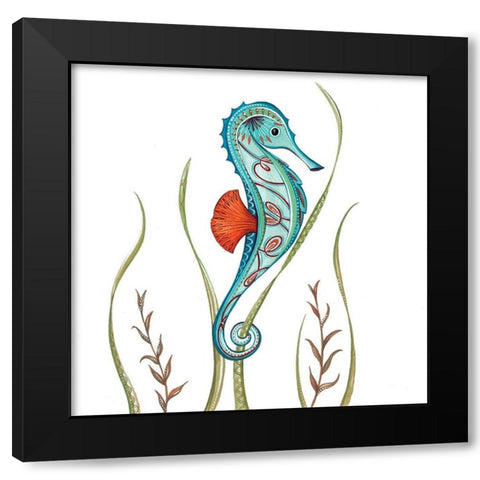 Sea Horse Black Modern Wood Framed Art Print by P.S. Art