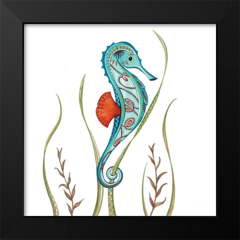 Sea Horse Black Modern Wood Framed Art Print by P.S. Art