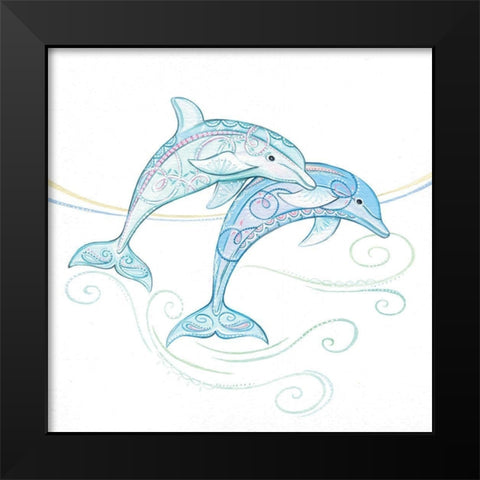 Dolphins Black Modern Wood Framed Art Print by P.S. Art